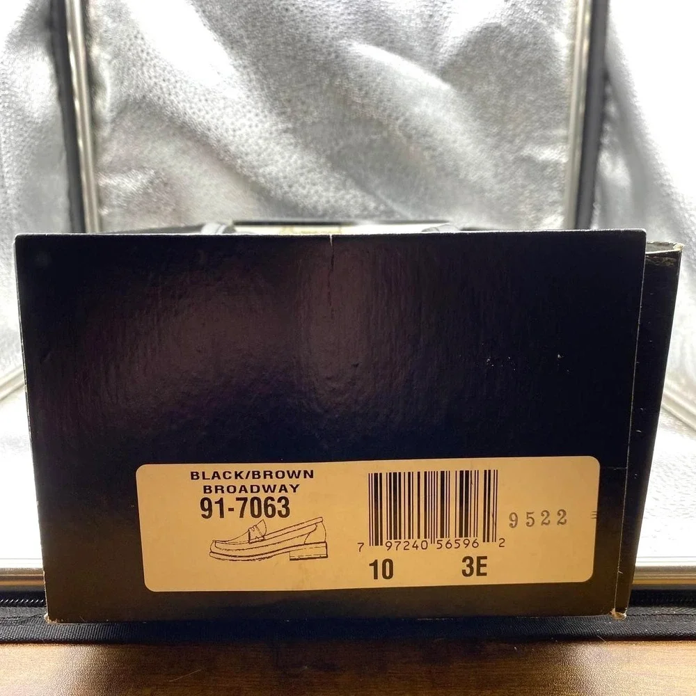 Sebago Broadway 91-7063 Two-Tone Black Brown Leather Penny Loafers Men 10 3E Box